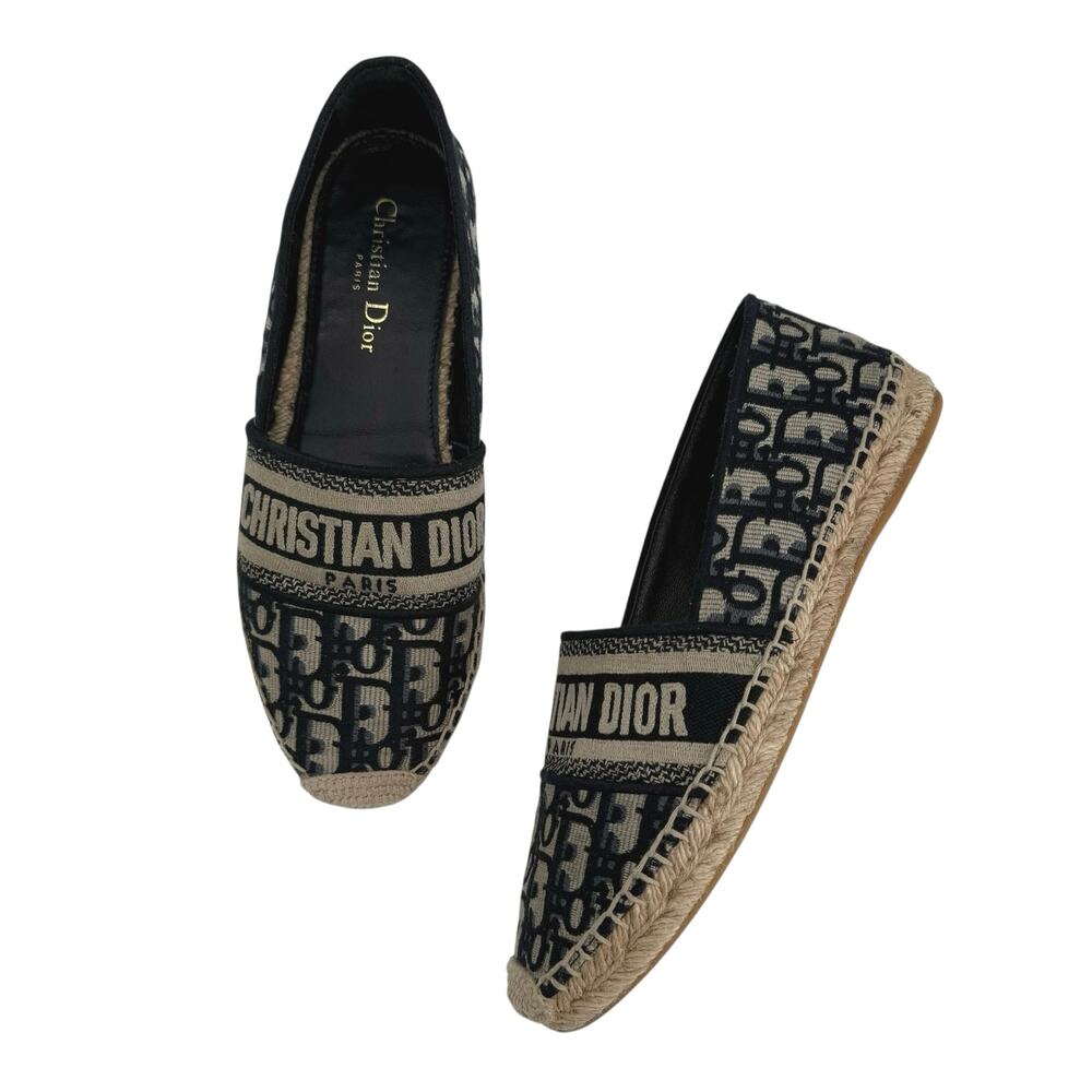 Christian Dior Granville Oblique Espadrilles Canvas Logo Flats 39D